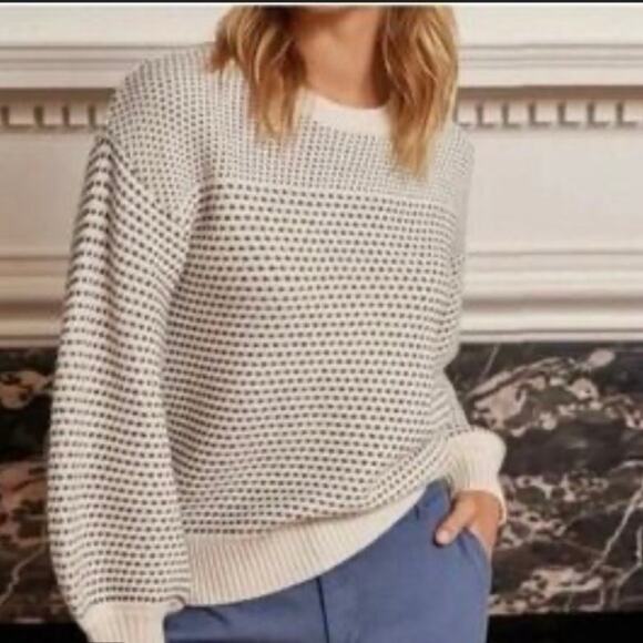 Summersalt Sweaters - Summersalt Sweater Luxe Cashmere Wool Blend Mix Stitch Balloon Sleeve Crew Neck